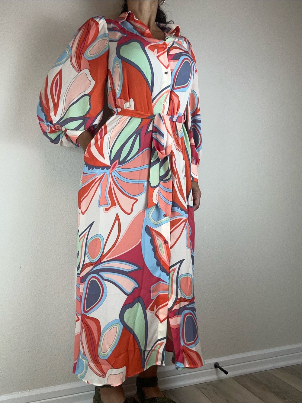 Alexis x Target Maxi Dress XXS Multicolor Floral Button Front Belted Pockets